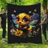 Cute baby bee with flowers blanket