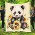 Cute baby panda with sunflowers blanket