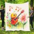 Cute bee and music notes with electric guitar blanket