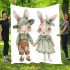 Cute bunny couple holding hands blanket