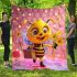 Cute cartoon bee holding flowers and a briefcase blanket