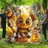 Cute cartoon bee with big eyes and wings blanket