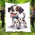 Cute cartoon brown and white puppy with black spots blanket