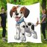 Cute cartoon brown and white puppy with black spots blanket
