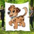 Cute cartoon dog clip art with a simple drawing blanket