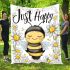 Cute cartoon drawing of a smiling bee doing blanket