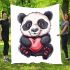 Cute cartoon panda holding a heart blanket