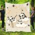 Cute cartoon pandas playing on clouds blanket