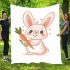 Cute cartoon rabbit holding a carrot blanket