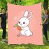 Cute cartoon rabbit playing with a carrot blanket