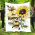 Cute cartoon style bee holding a sunflower blanket