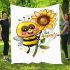 Cute cartoon style bee holding a sunflower blanket