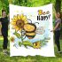 Cute cartoon style bee holding a sunflower blanket