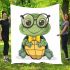 Cute cartoon turtle wearing glasses blanket