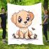 Cute cartoon vector illustration of a puppy sitting blanket