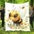 Cute cartoon watercolor baby bee blanket