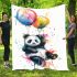 Cute colorful panda holding a balloon blanket