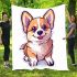 Cute corgi puppy in the style of vector cartoon blanket