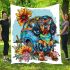 Cute dachshund with glasses and flowers blanket