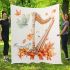 Cute damselfly and music notes with harp blanket