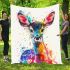 Cute deer colorful watercolor art style blanket