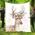 Cute deer with a floral wreath on its horns blanket