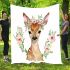 Cute deer with flower wreath blanket