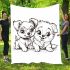 Cute dog and puppy coloring page for kids with crisp lines blanket