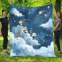 Cute drawing of pandas floating in the sky blanket