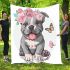 Cute grey pitbull puppy with a pink flower crown on its head blanket