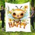 Cute happy bee with flowers on its wings blanket