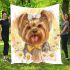 Cute happy smiling long haired blonde yorkie with bow in hair blanket