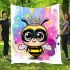 Cute kawaii bee wearing a crown with sparkling jewels blanket