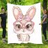 Cute kawaii bunny with pink glasses blanket