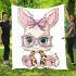 Cute kawaii bunny with pink glasses blanket