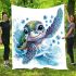 Cute kawaii turtle surrounded by bubbles blanket