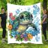 Cute kawaii turtle surrounded by bubbles blanket