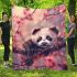 Cute little panda surrounded by pink cherry blossoms blanket