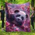 Cute little panda surrounded by pink cherry blossoms blanket