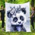 Cute panda blue eyes white fur with black patterns blanket