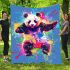 Cute panda in the style of rainbow paint splash blanket