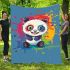 Cute panda in the style of rainbow paint splash blanket