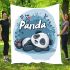 Cute panda lying on its back simple lines blanket