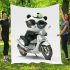 Cute panda wearing black sunglasses motorcycle blanket