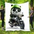 Cute panda wearing black sunglasses motorcycle blanket