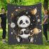 Cute pandas in space stars and planets blanket
