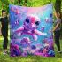 Cute pink and purple baby turtle family surrounded blanket