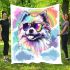 Cute pomeranian dog wearing black sunglasses blanket