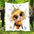 Cute whimsical happy smiling baby bee wearing a beautiful blanket