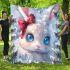 Cute white bunny with blue eyes and pink ears blanket